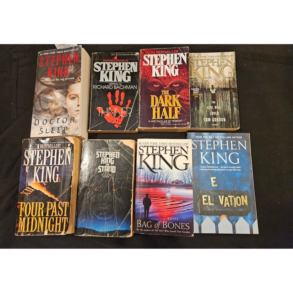 Stephen King Paperback Book Lot Of 8 Including Thinner, The Stand, Elevation....
